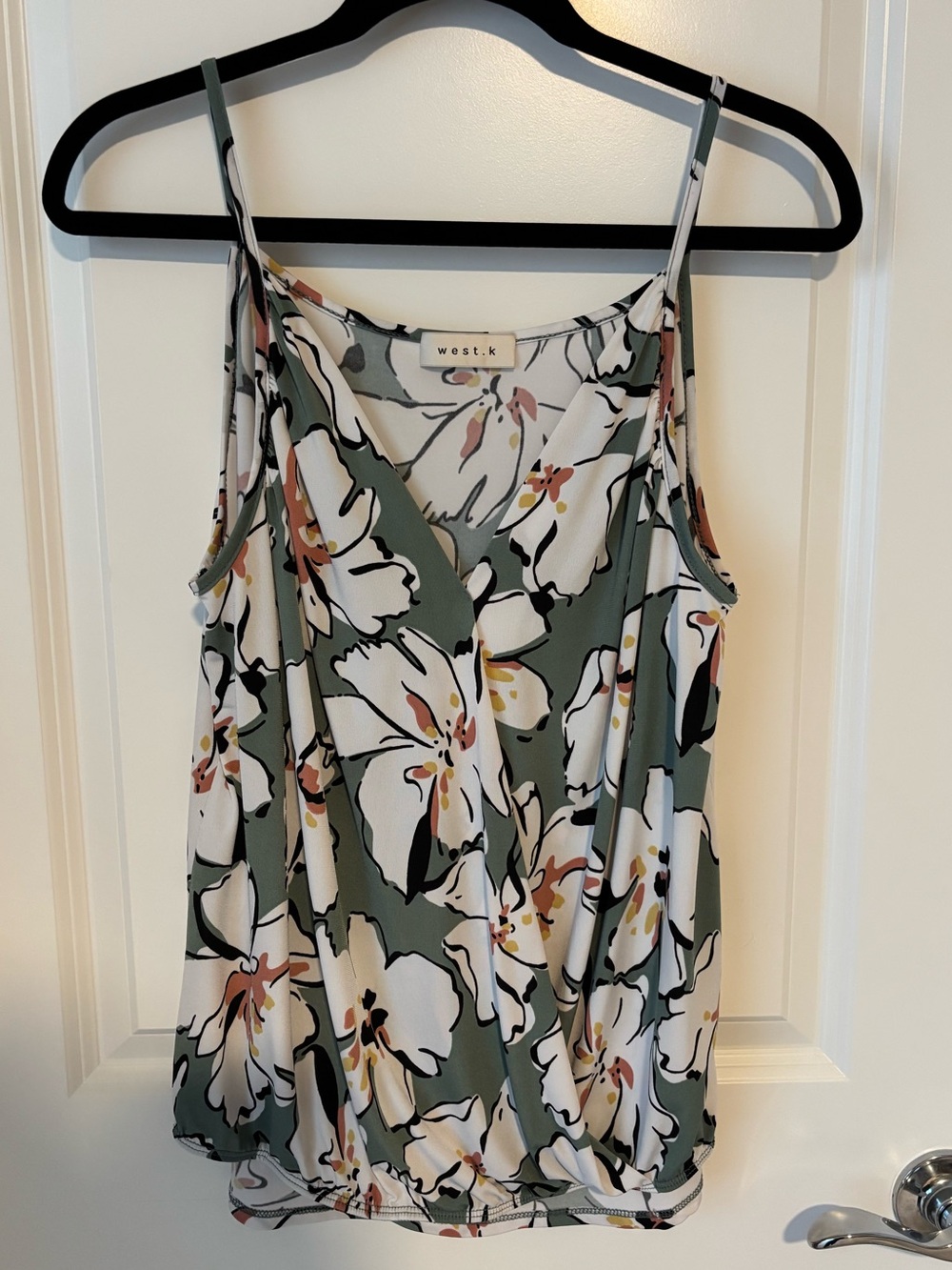 Green Floral Spaghetti-Strap Camisole